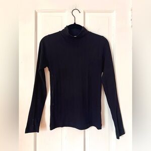 Dôen Black Mockneck pointelle shirt Turtleneck